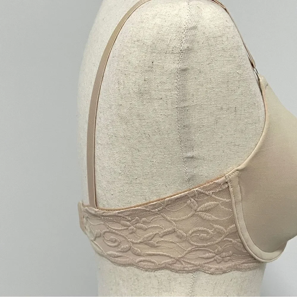 Wacoal Reverie Seamless Contour Bra 32D Underwire Lace Tan 65360 Like New